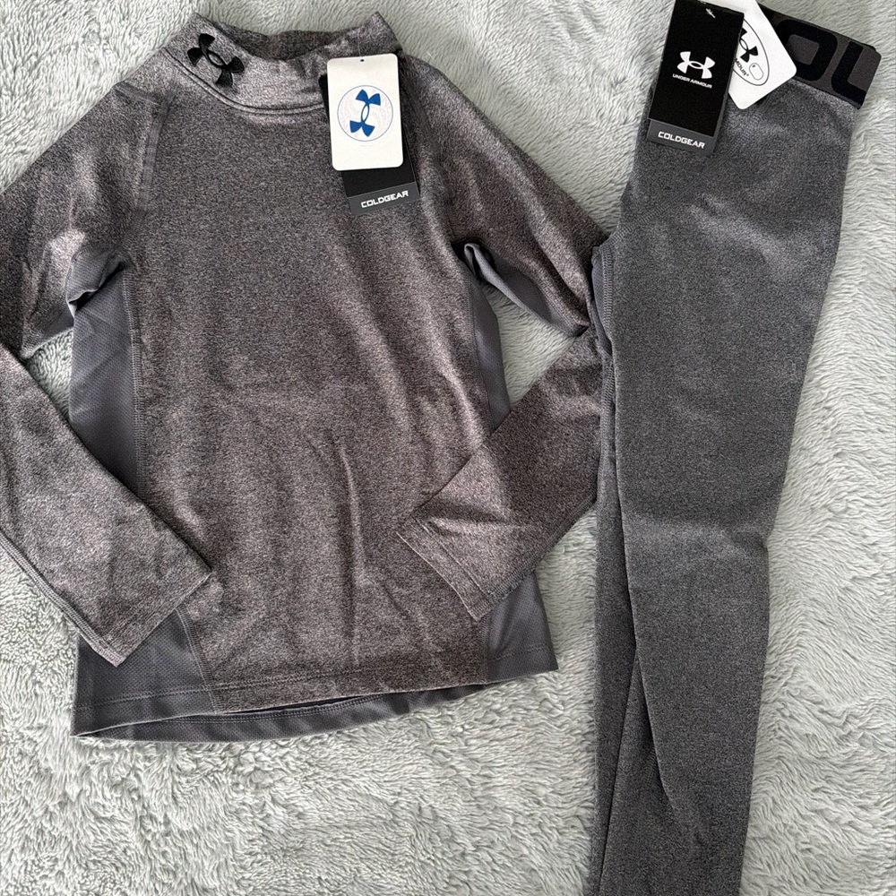 Under Armour ColdGear Heathered Gray Apparel Set, Boys Small